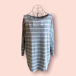 3/4 length sleeve long sleeve tee shirt size L…heather grey stripe